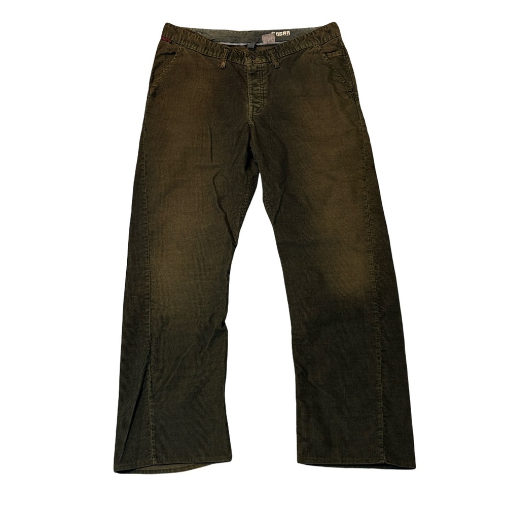 Rogan mens 36x30 green brown relaxed corduroy cotton blend jeans EuC